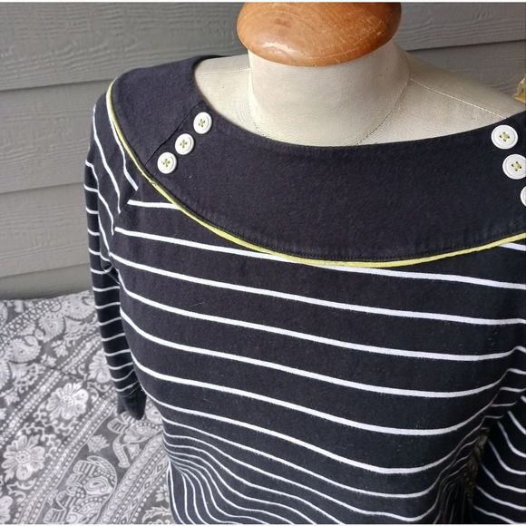 ABBIE MAGS size medium nautical sailor type top black and white stripes - Picture 2 of 6
